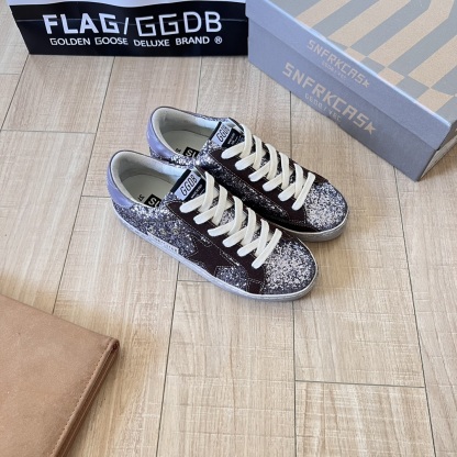 Deluxe Brand Black/Silver Glitter Superstar Sneakers