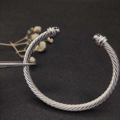 Classic Cable Bracelet Silver and  Half Diamonds 5 MM