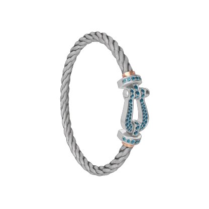 FORCE 10 BRACELET LARGE MODEL 18K WHITE GOLD BLUE TOPAZ PAVED