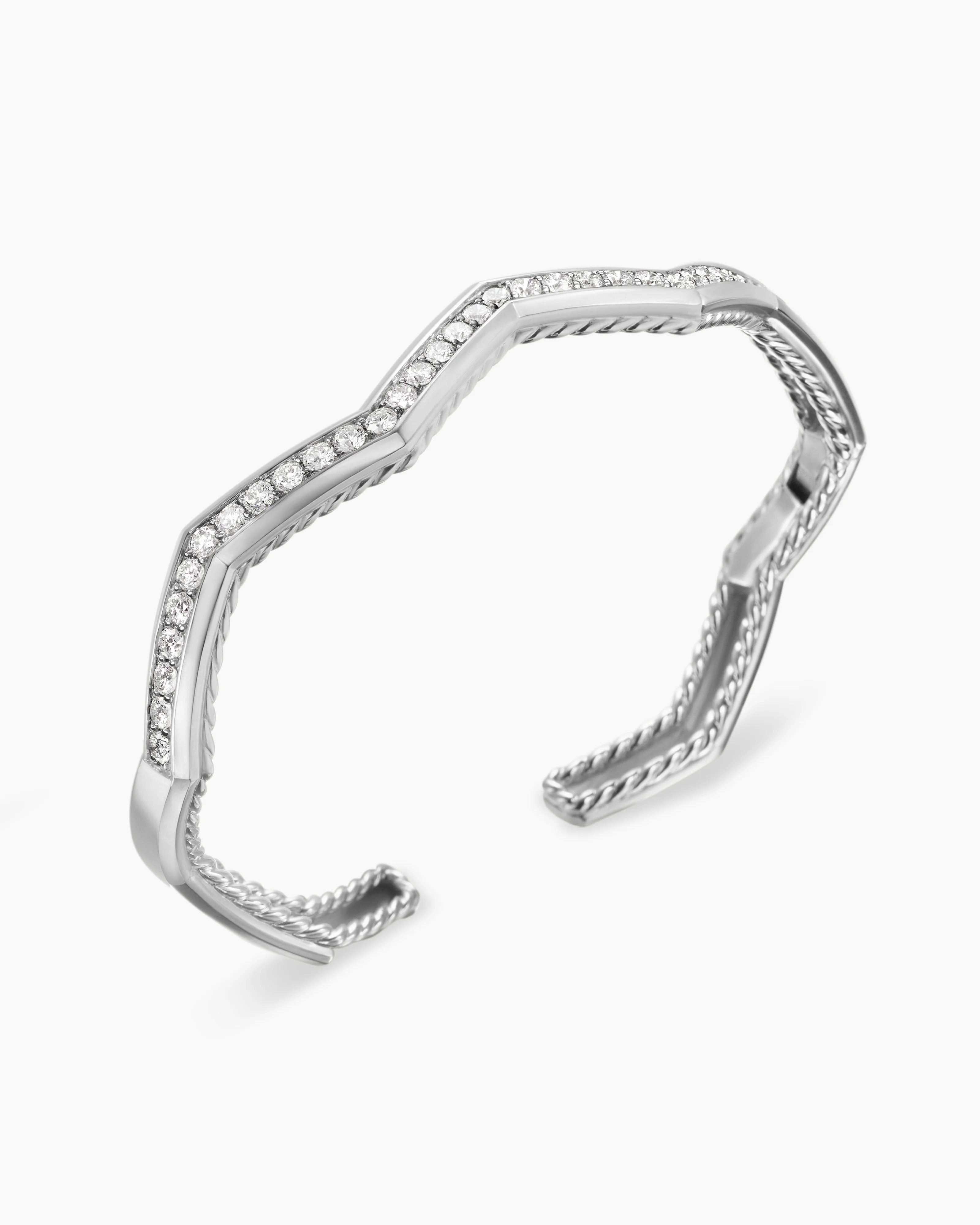 Zig Zag Stax™ Cuff Bracelet Sterling Silver with Diamonds, 5mm
