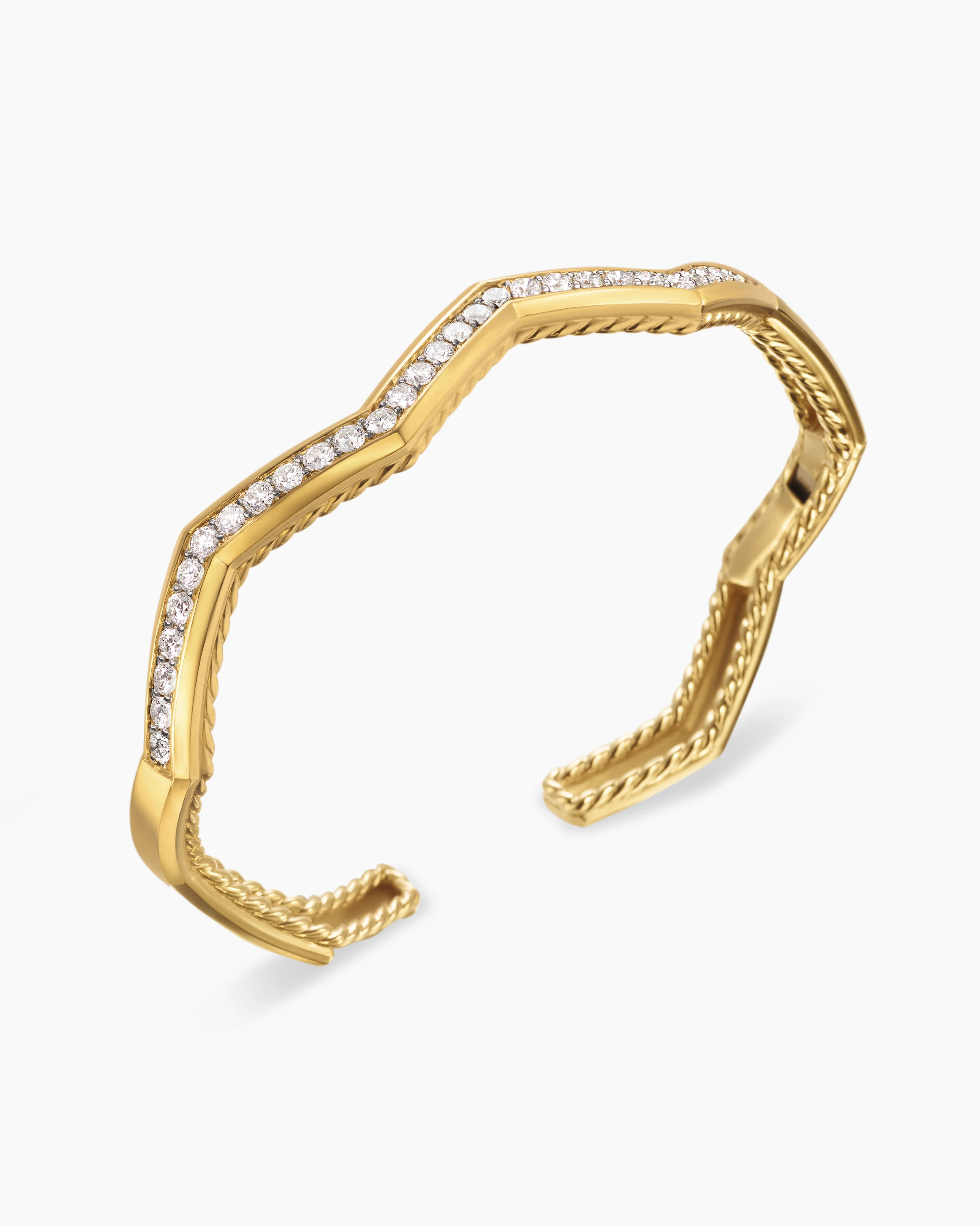 Zig Zag Stax™ Cuff Bracelet 18K Yellow Gold with Diamonds, 5mm