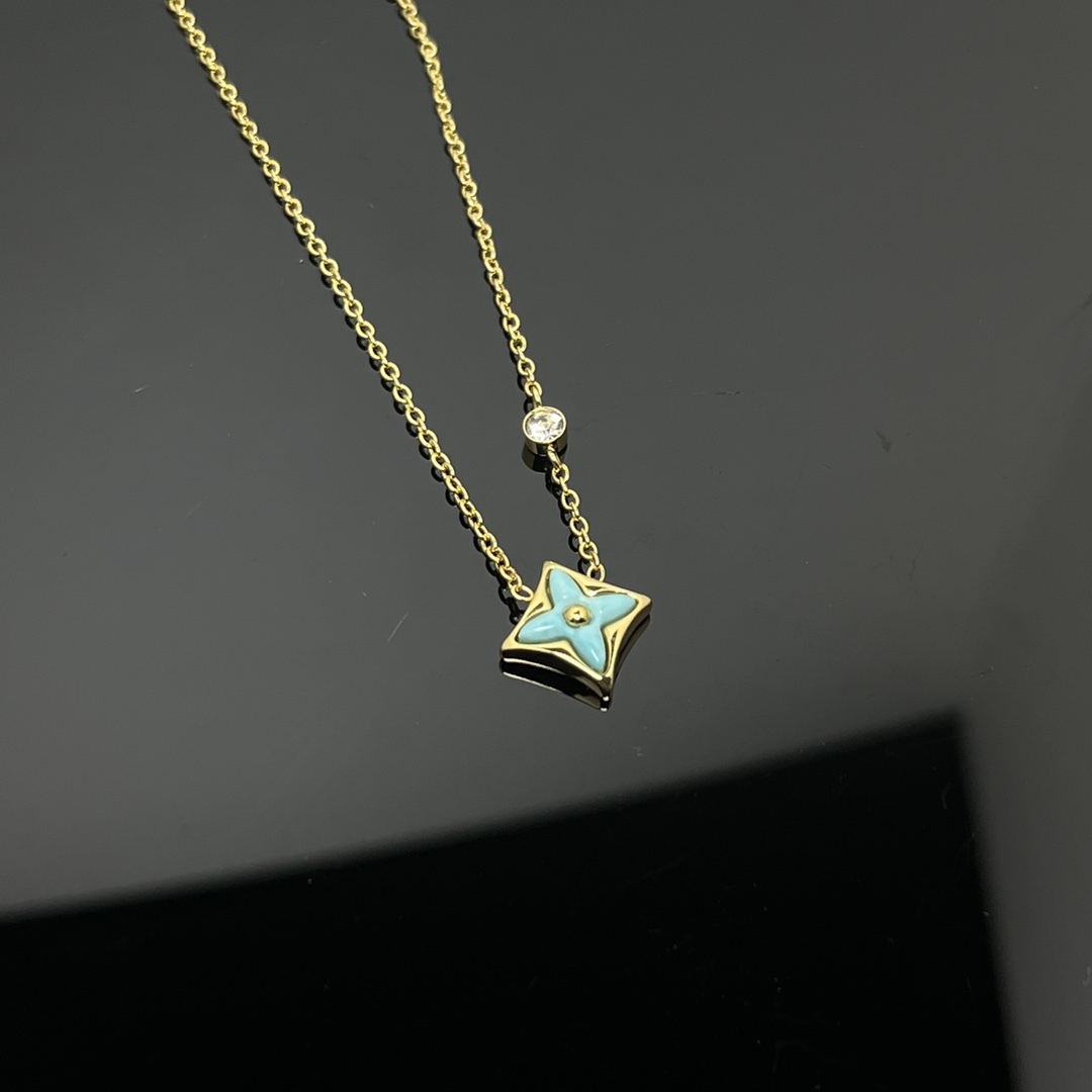 Color Blossom BB Star Pendant, Yellow Gold, Amazonite and Diamond