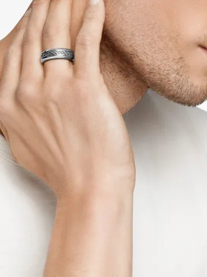 Dathtvid Yurthtman sterling silver Cable Inset band ring