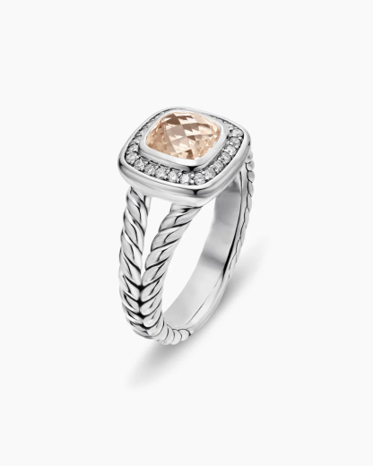 Petite Albion® Ring Sterling Silver with Morganite and Diamonds