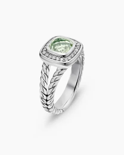 Petite Albion® Ring Sterling Silver with Prasiolite and Diamonds