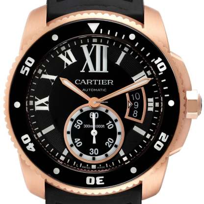 Cartier Calibre Rose Gold Black Dial Automatic Mens Watch