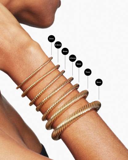 Classic Cablespira庐 Bracelet 18K Yellow Gold with Blue Topaz and Diamonds, 7mm