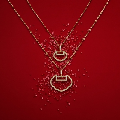 Small Yu Yi bracelet in 18K rose gold with diamonds