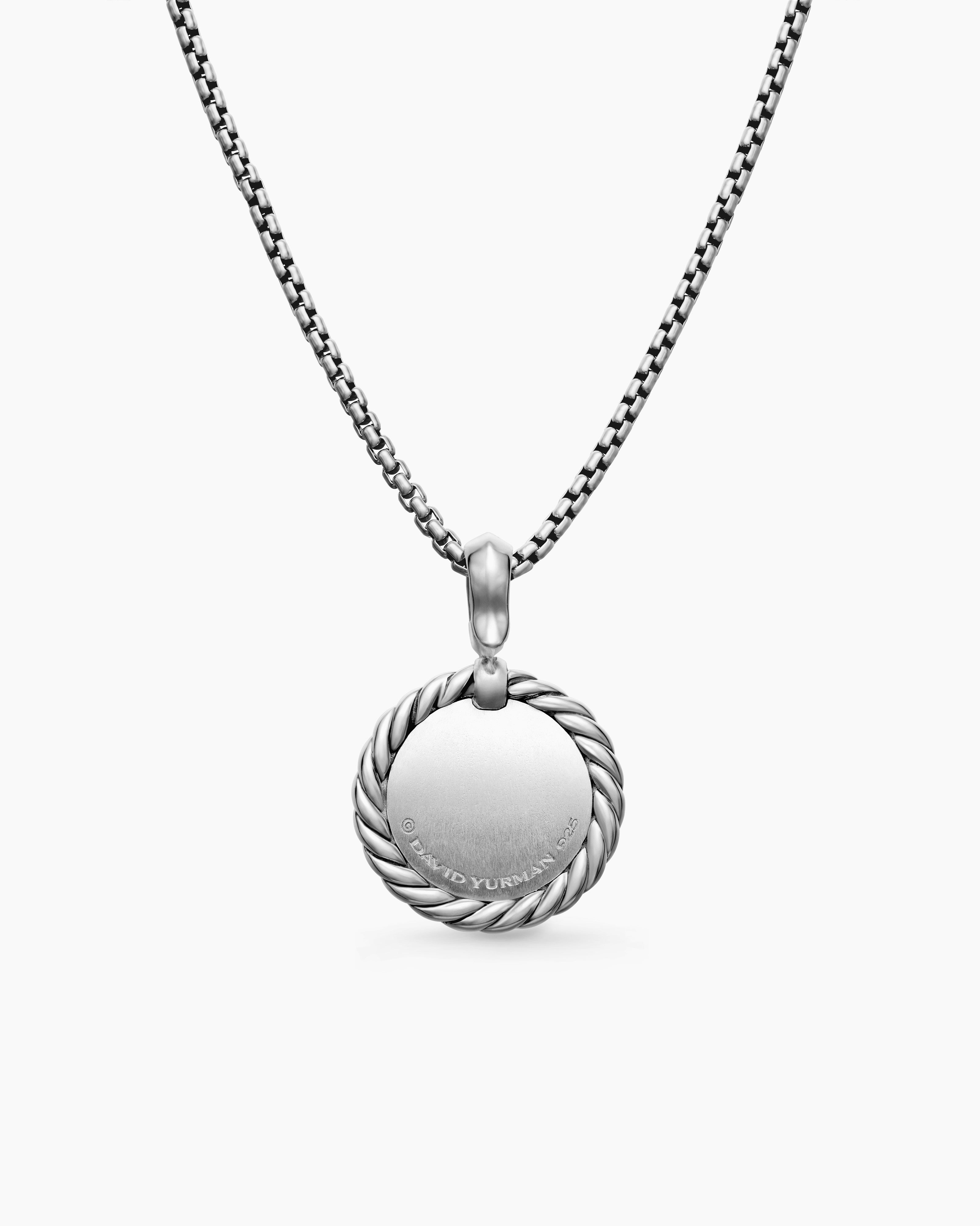 Initial Charm Necklace Sterling Silver with Diamond A