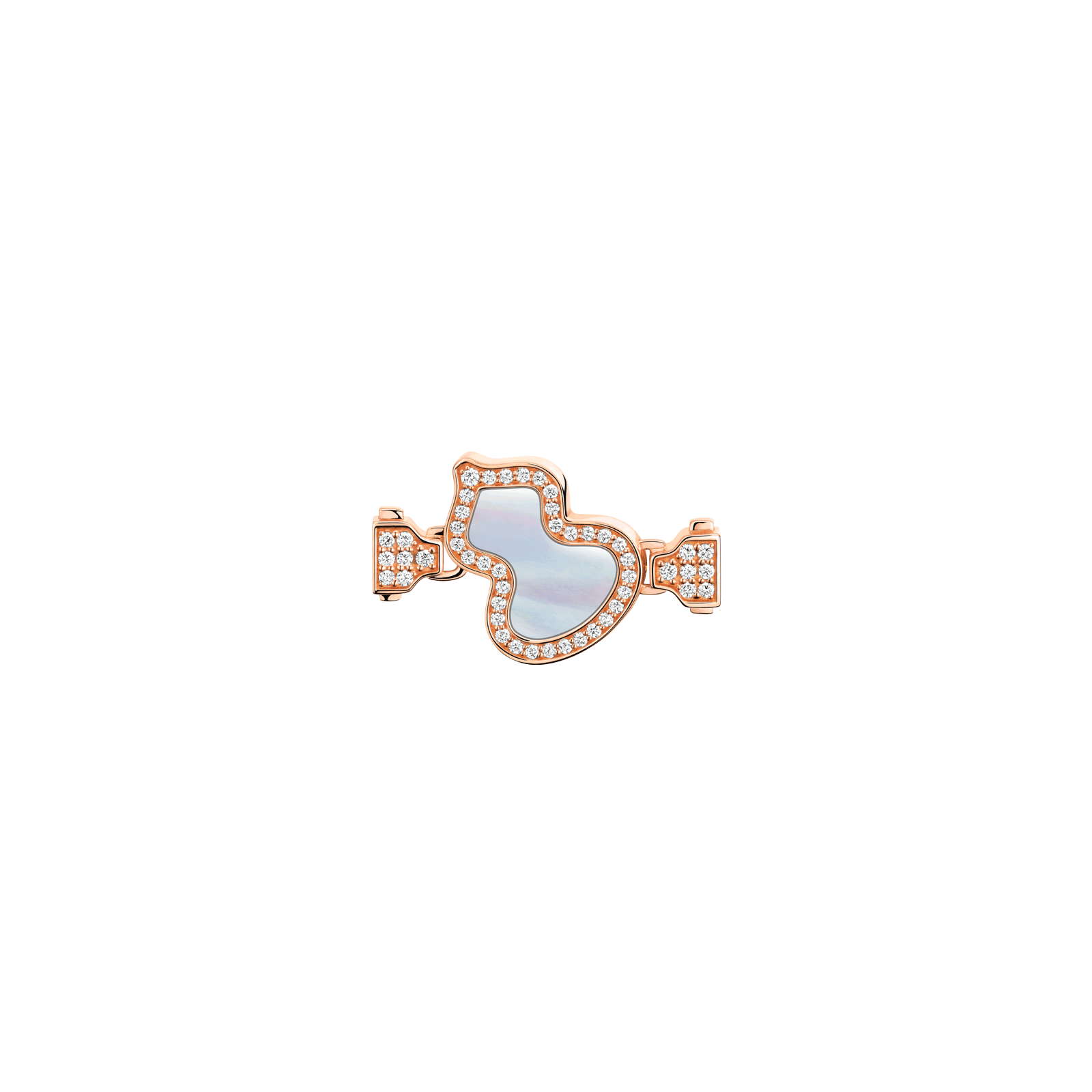Small Wulu buckle in 18K rose gold with diamonds and mother of pearl