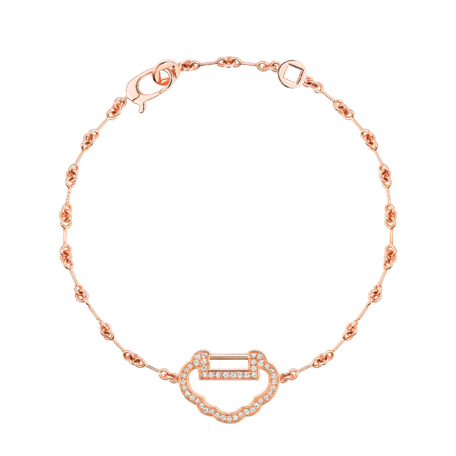 Small Yu Yi bracelet in 18K rose gold with diamonds