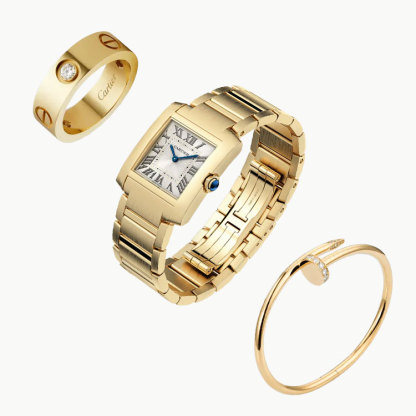 3-Piece Tank Française & Yellow Gold, Diamonds