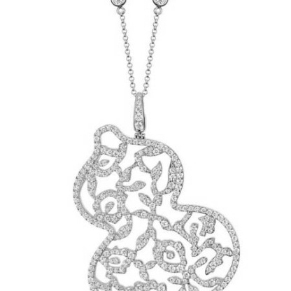 Wulu Lotus necklace in 18K white gold diamonds