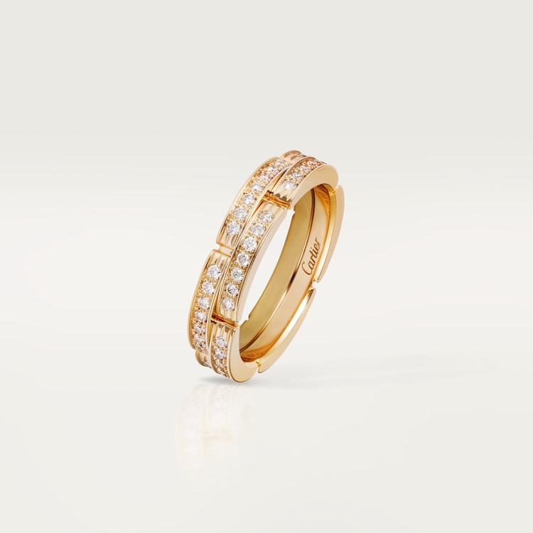 MAILLON PANTHÈRE WEDDING BAND, 2 HALF DIAMOND-PAVED ROWS