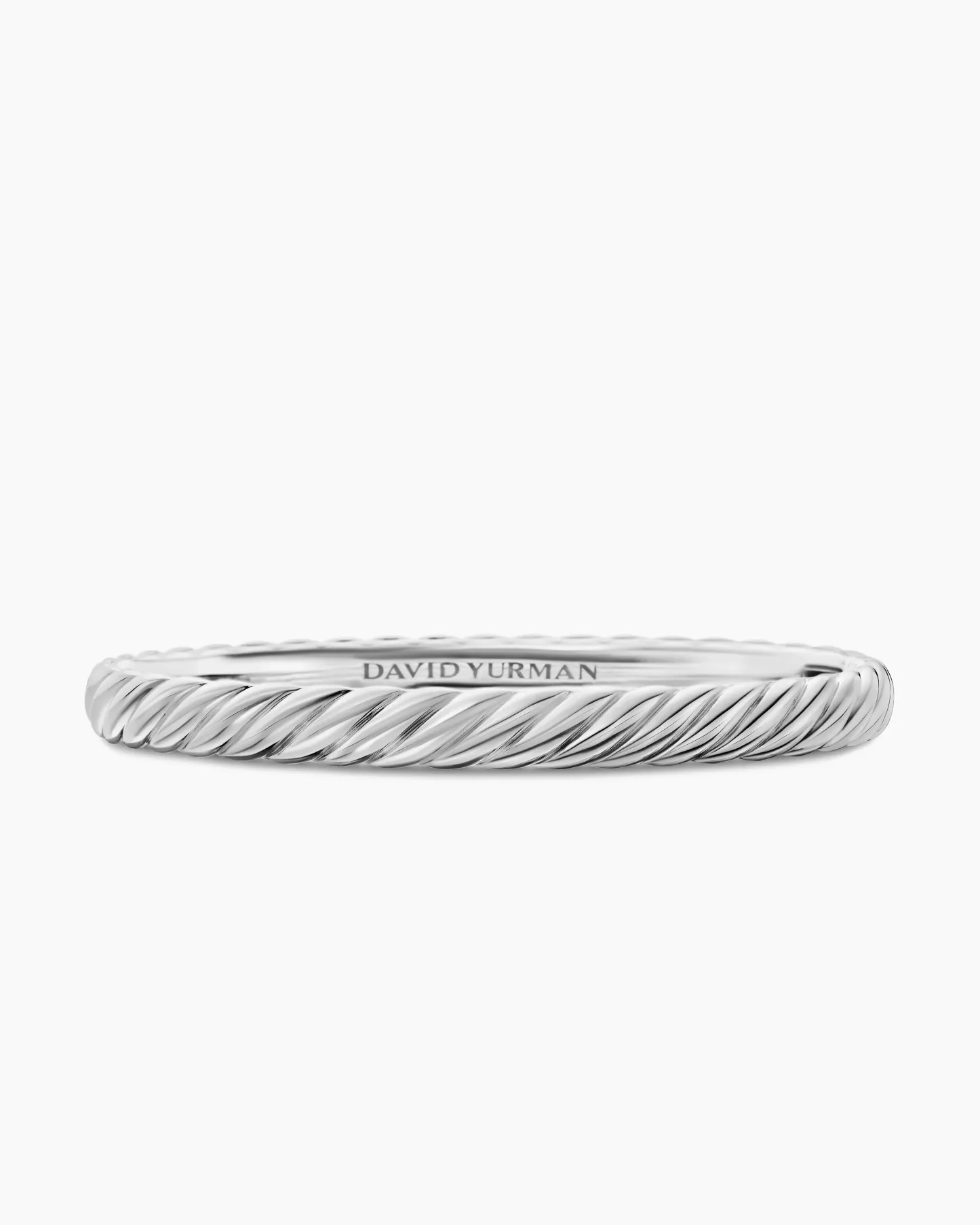 Sculpted Cable Bangle Bracelet 18K White Gold, 6.2mm