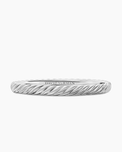 Sculpted Cable Bangle Bracelet 18K White Gold, 6.2mm