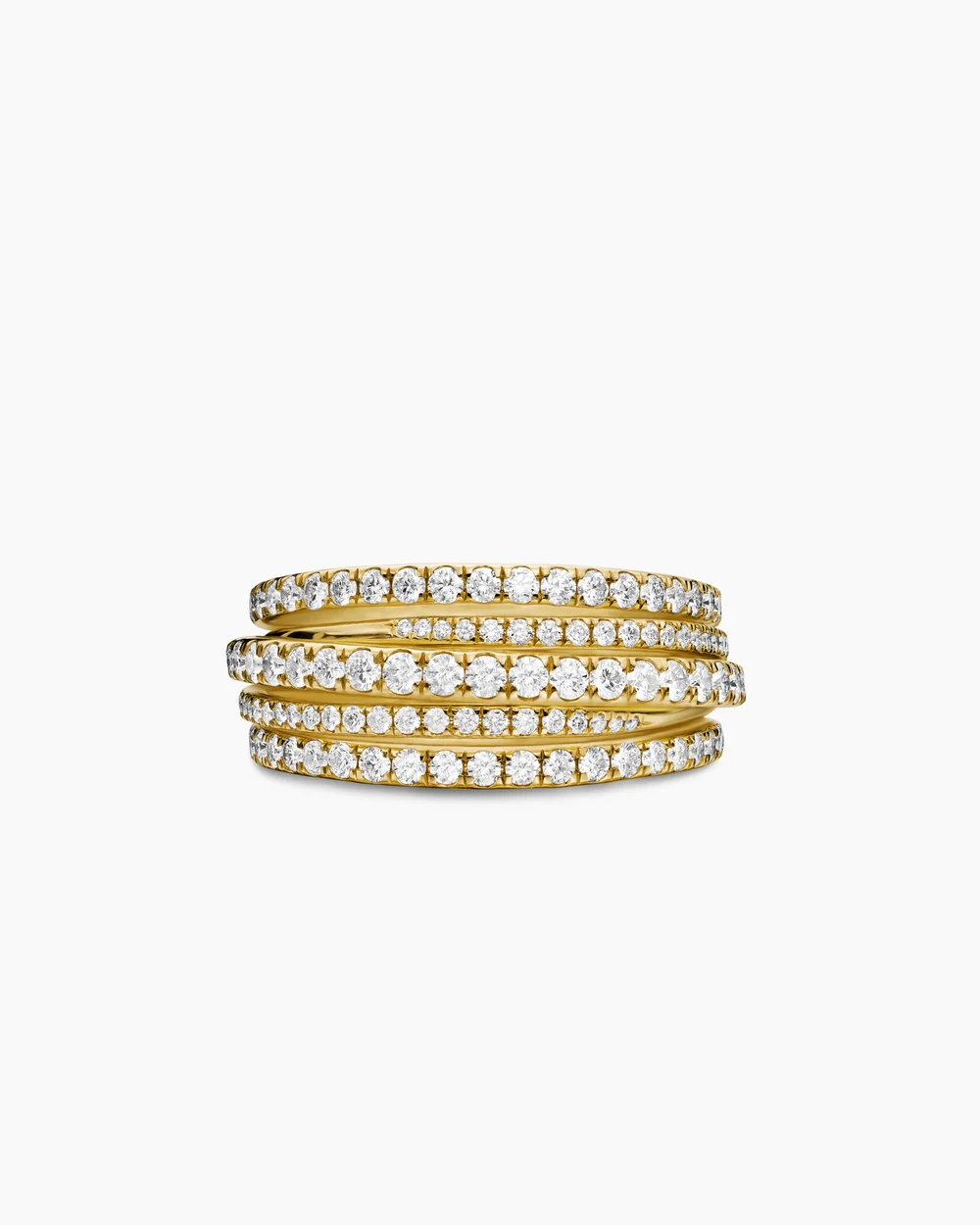 Pavé Crossover Ring 18K Yellow Gold with Diamonds