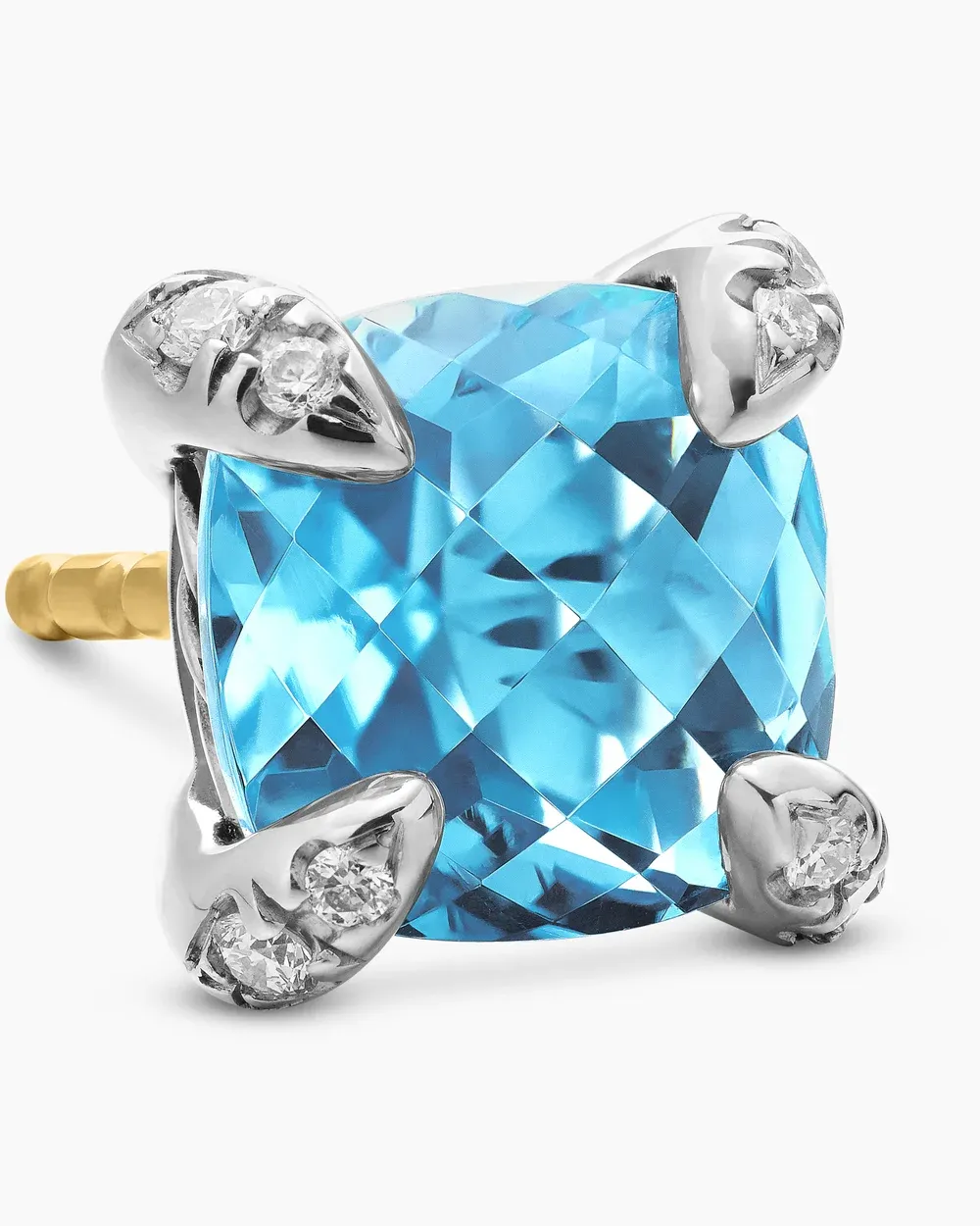 Petite Chatelaine® Stud Earrings Sterling Silver with Blue Topaz and Diamonds