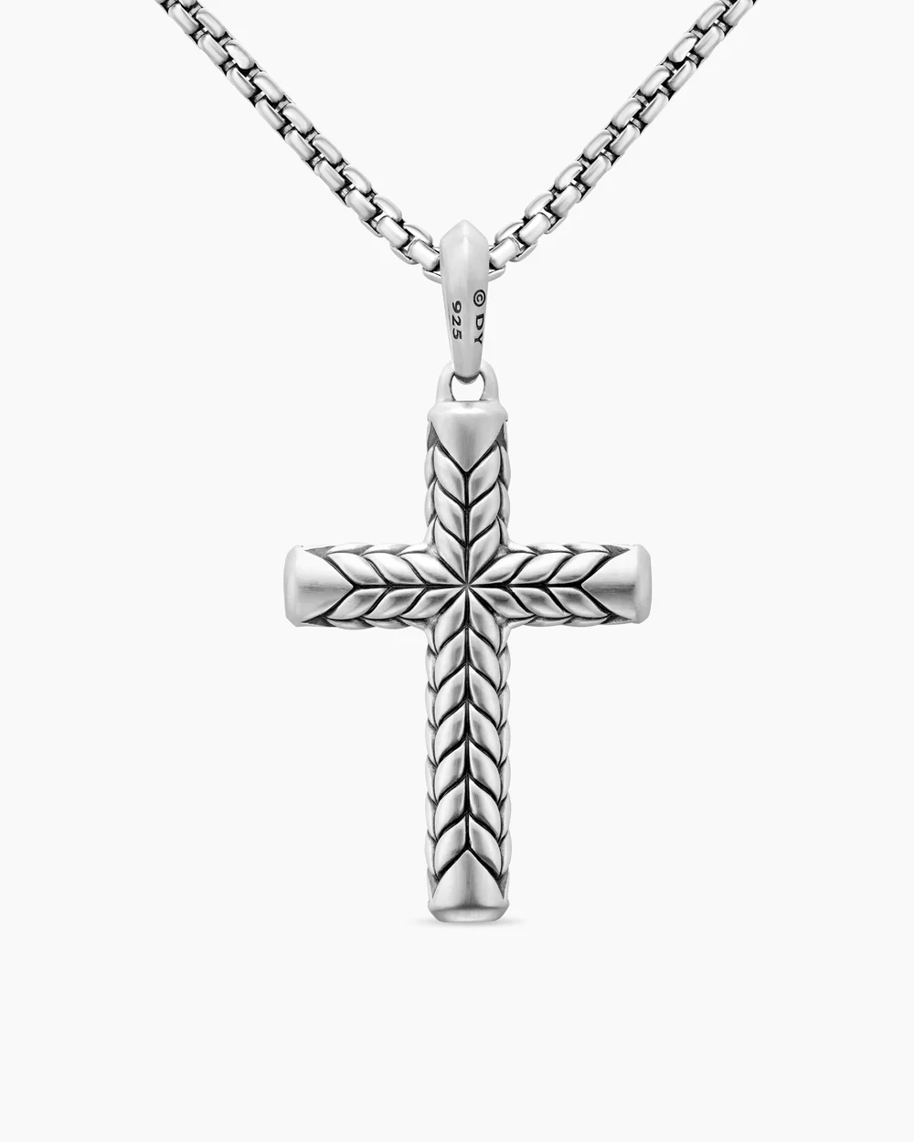 Chevron Cross Pendant Sterling Silver with Black Diamonds