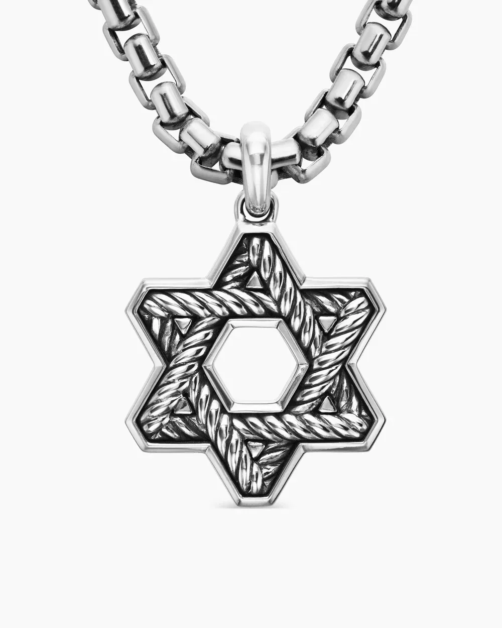 Pavé Star of David Pendant Sterling Silver with Black Diamonds