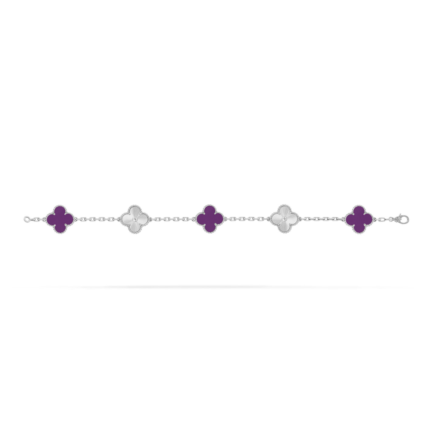 Vintage Alhambra bracelet, 5 motifs 18K white gold Agate