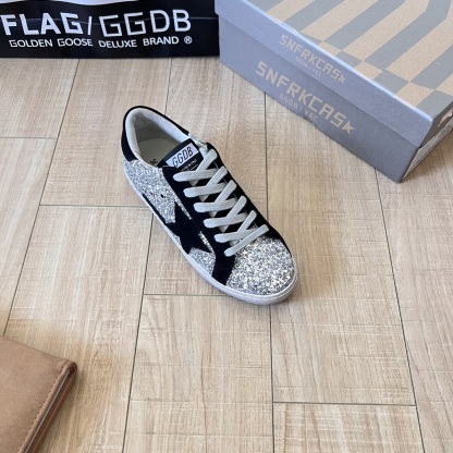 Deluxe Brand Black/Silver Glitter Superstar Sneakers
