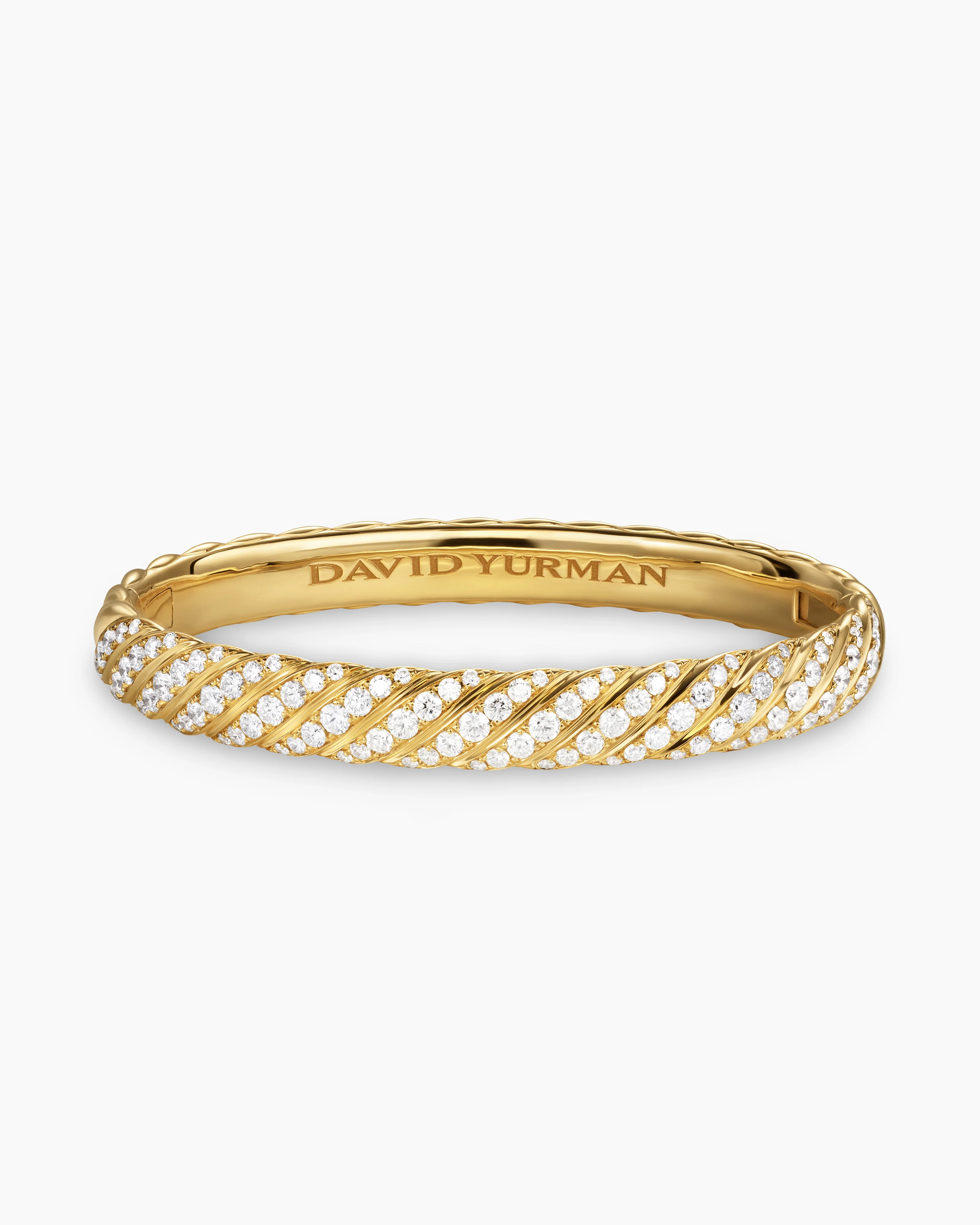 Sculpted Cable Bangle Bracelet 18K Yellow Gold with Diamonds,  6.2mm