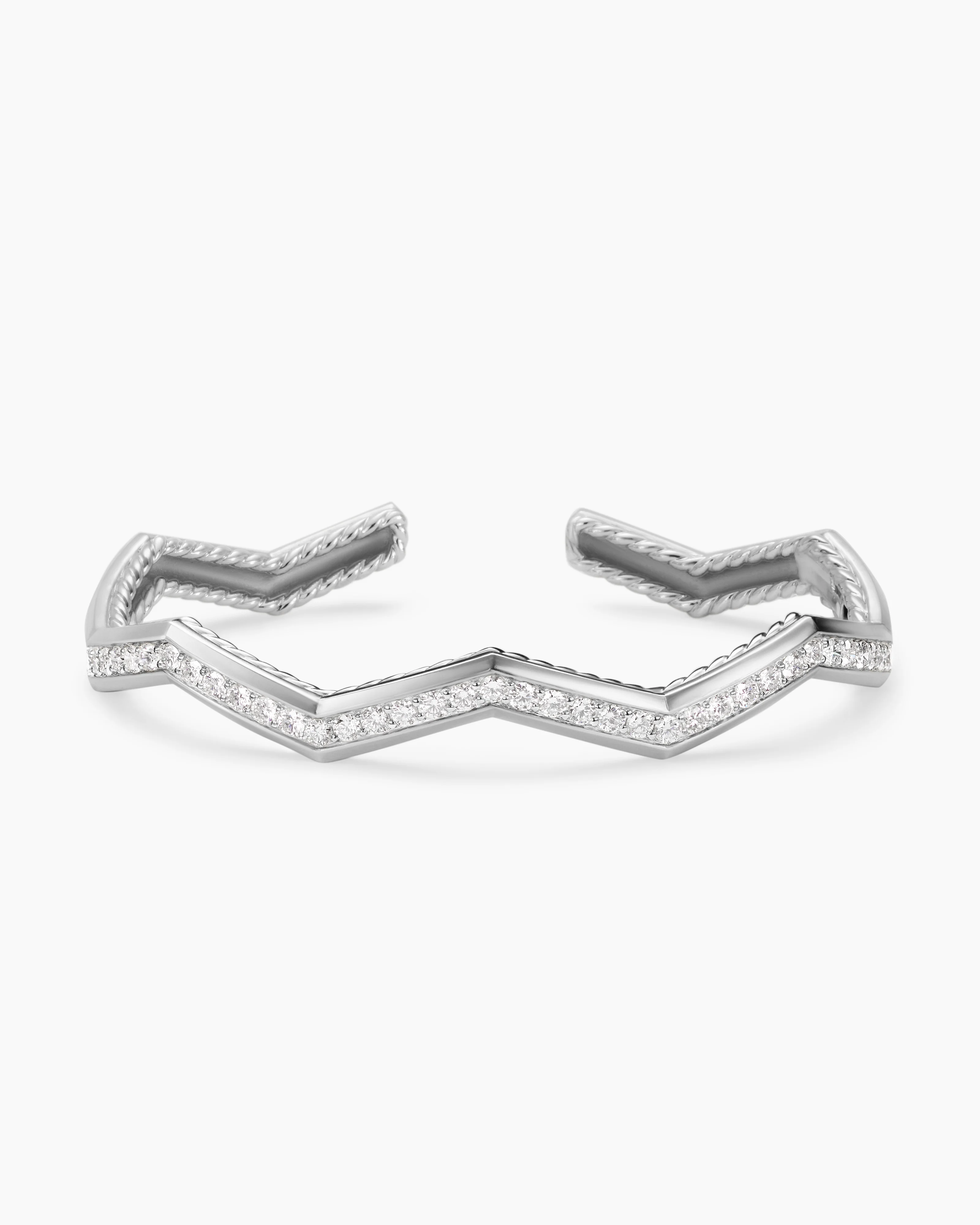 Zig Zag Stax™ Cuff Bracelet Sterling Silver with Diamonds, 5mm