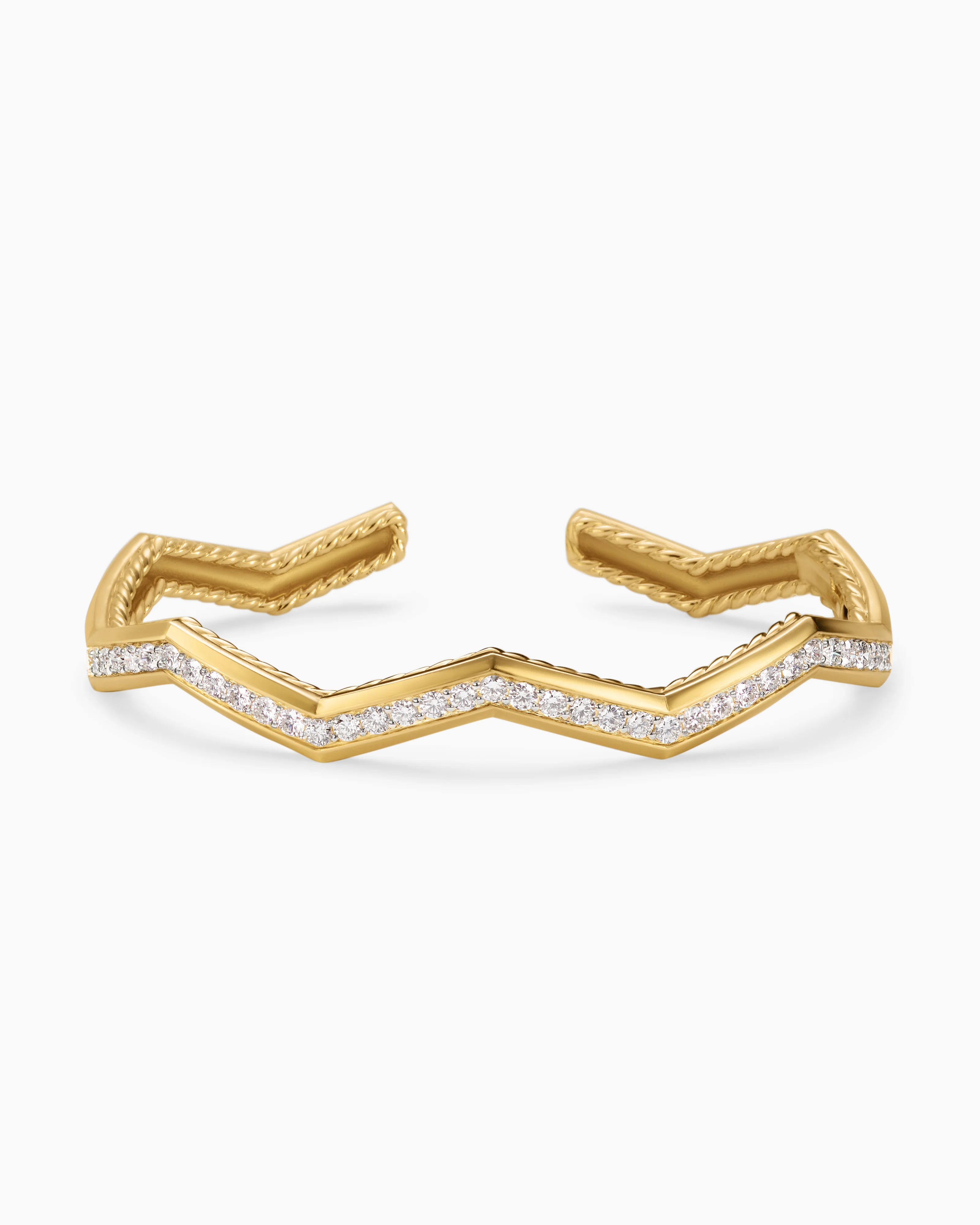 Zig Zag Stax™ Cuff Bracelet 18K Yellow Gold with Diamonds, 5mm