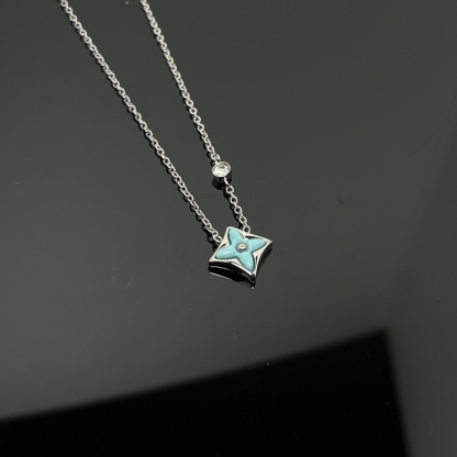 Color Blossom BB Star Pendant, Yellow Gold, Amazonite and Diamond