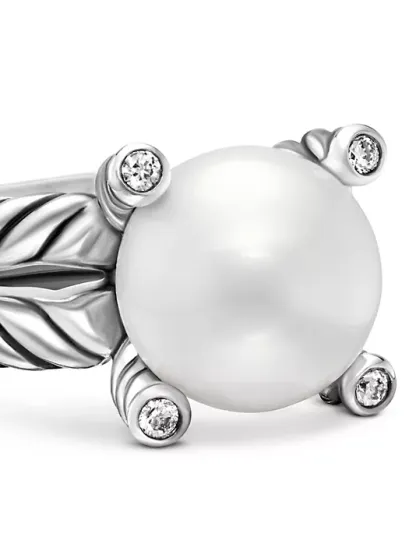 Dathtvid Yurthtman  Cable Collectibles® Pearl Ring with Diamonds