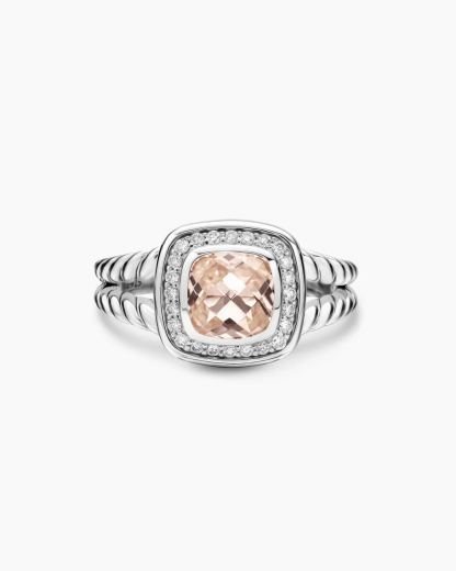 Petite Albion® Ring Sterling Silver with Morganite and Diamonds