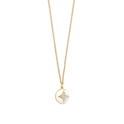 B Blossom Medallion, Yellow Gold, White Gold, White Agate And Diamonds