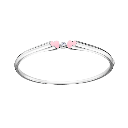 Wulu bangle in 18K white gold with diamond and pink HyCeram®