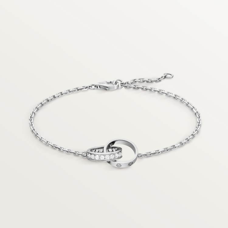 LOVE bracelet, half-paved with diamonds 18K white gold