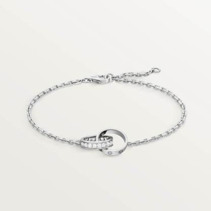 LOVE bracelet, half-paved with diamonds 18K white gold