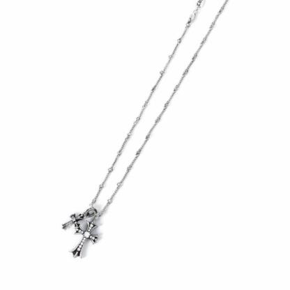 SMALL CROSS AND BABYFAT CHARM NECKLACE WITH DIAMONDS
