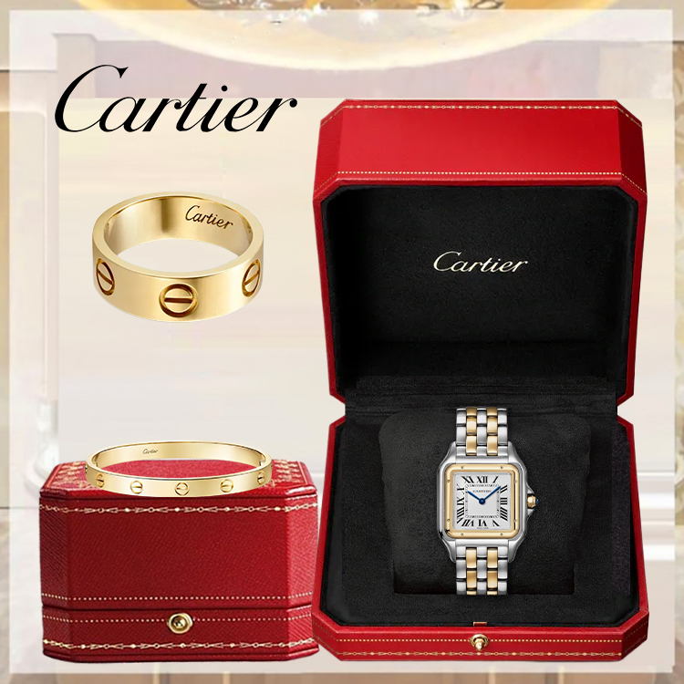 3‑Piece Carthttier Stack – Panthère, Yellow Gold Love Bracelet & Ring