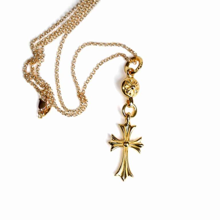 22K GOLD CROSS WITH ONE GOLD BALL CHARM