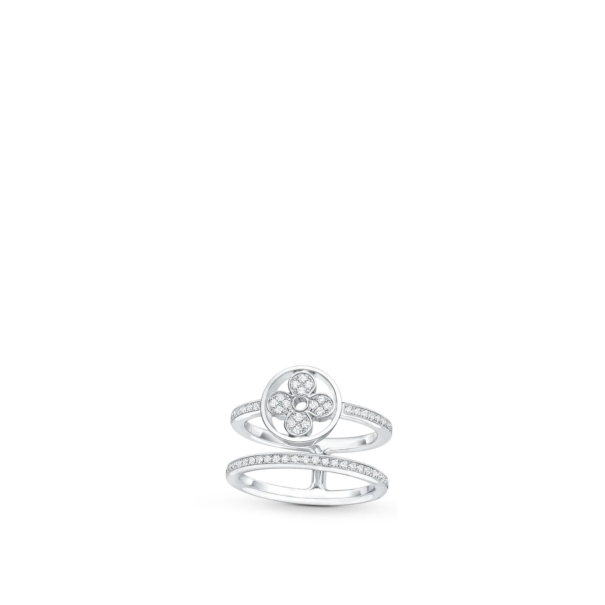 Idylle Blossom Two-Row Ring, White Gold And Diamonds
