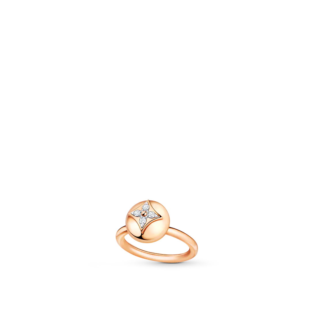 Color Blossom Ring, Pink Gold, White Gold And Diamonds