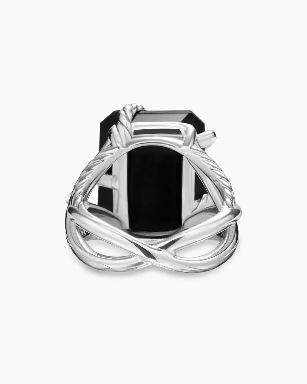 Cable Wrap Ring Sterling Silver with Black Onyx and Diamonds