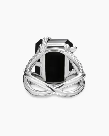 Cable Wrap Ring Sterling Silver with Black Onyx and Diamonds