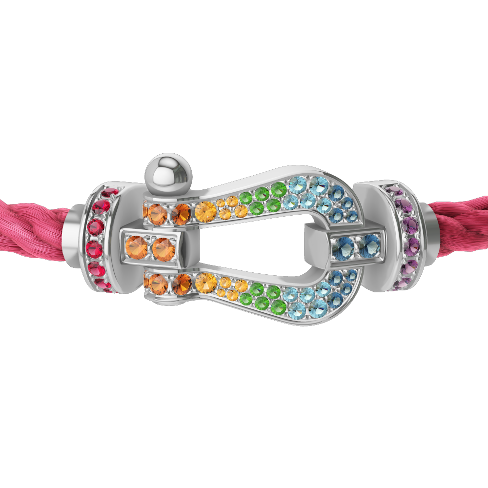 FORCE 10 BRACELET 18K WHITE GOLD AND COLORED STONES LARGE MODEL