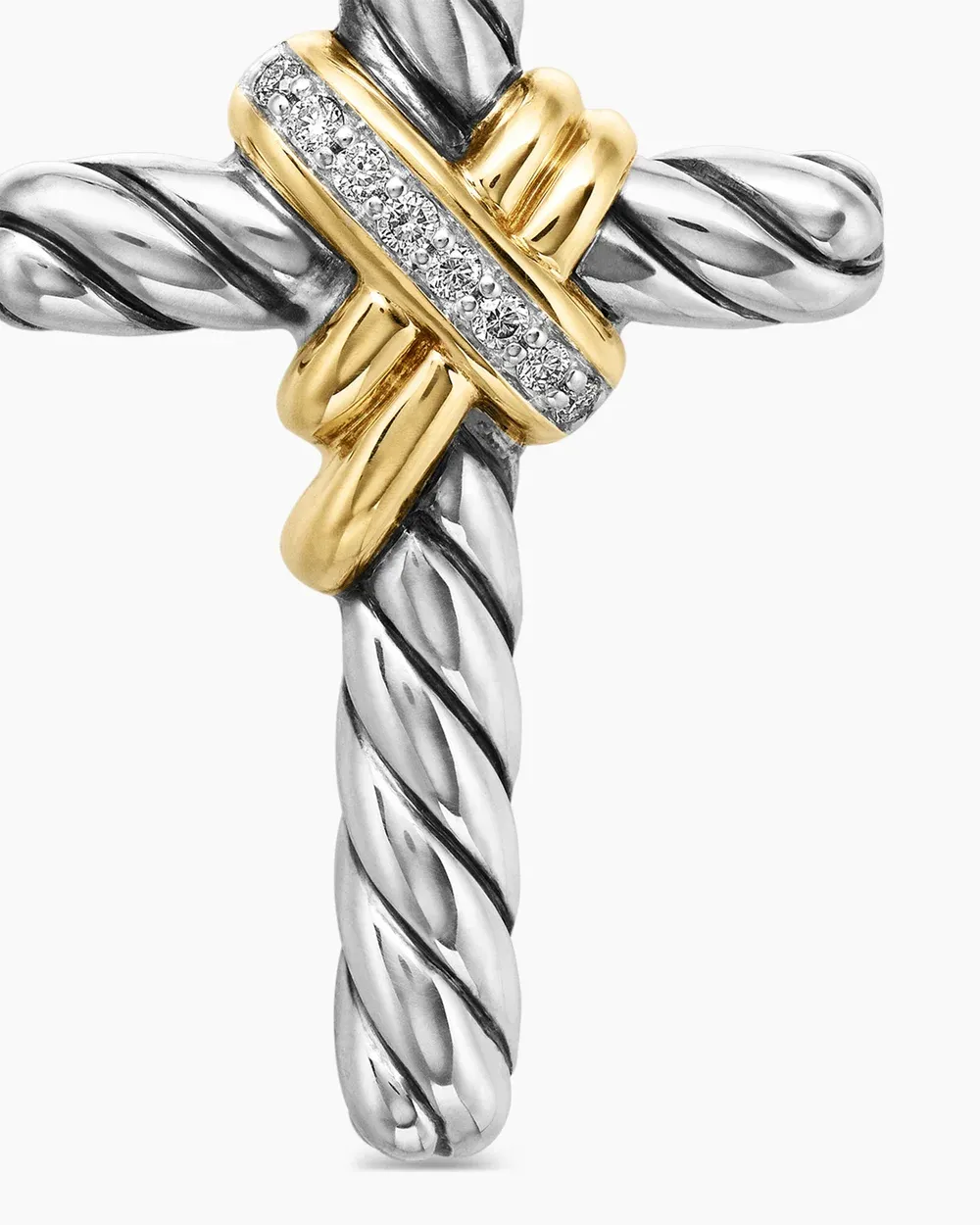 X Cross Pendant Sterling Silver with 18K Yellow Gold and Diamonds