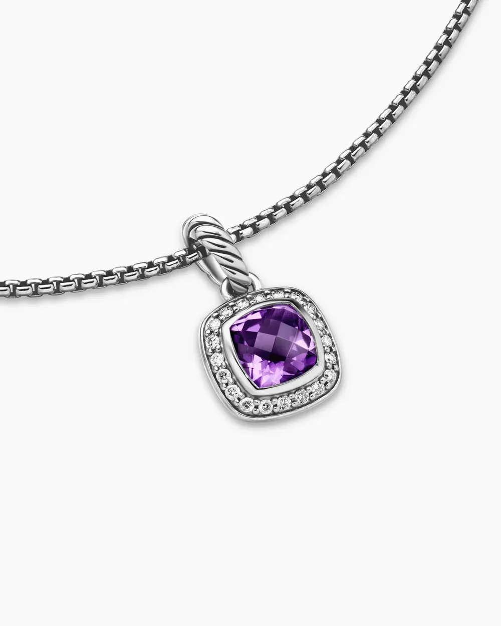 Petite Albion® Pendant Necklace Sterling Silver with Amethyst and Diamonds