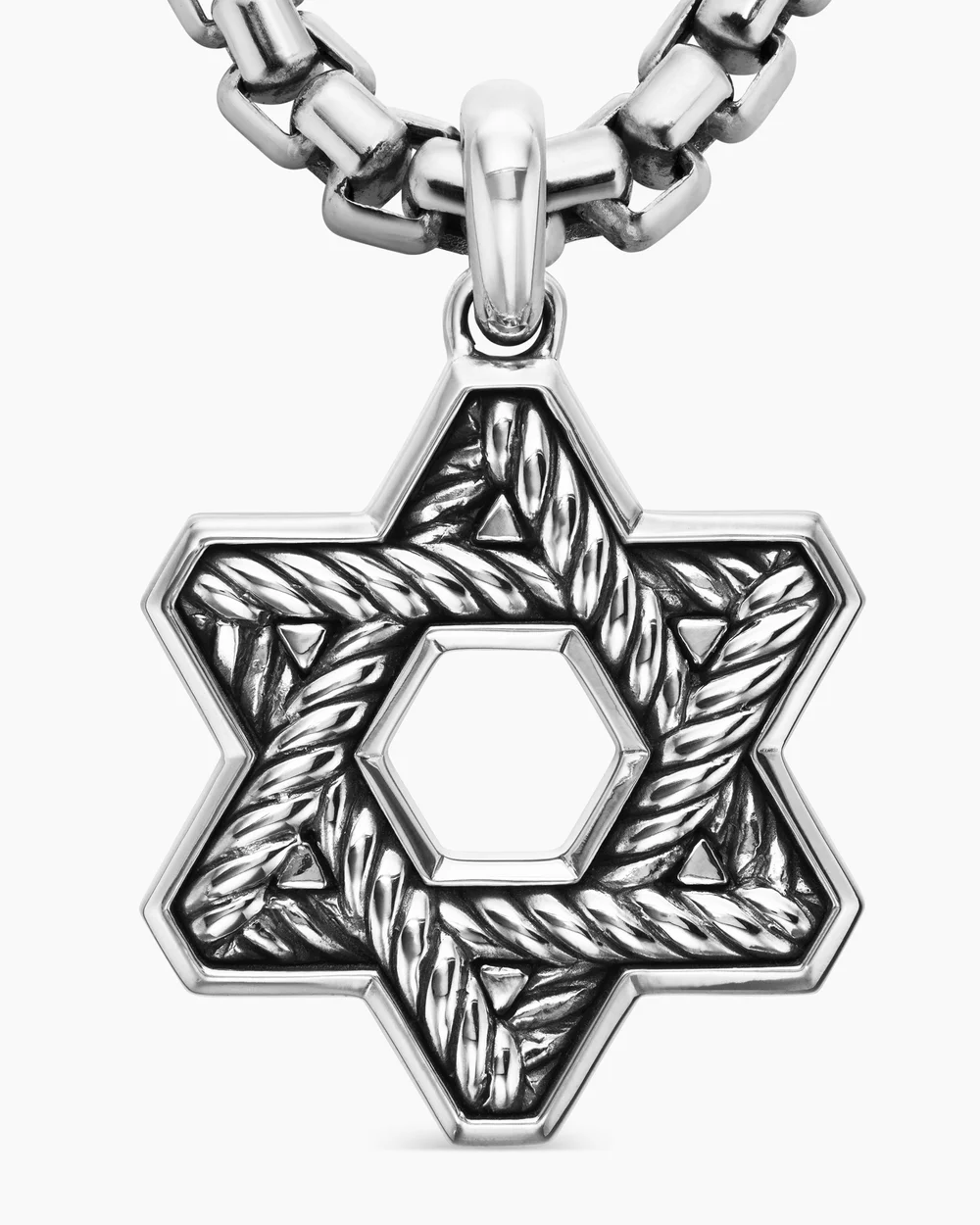 Pavé Star of David Pendant Sterling Silver with Black Diamonds