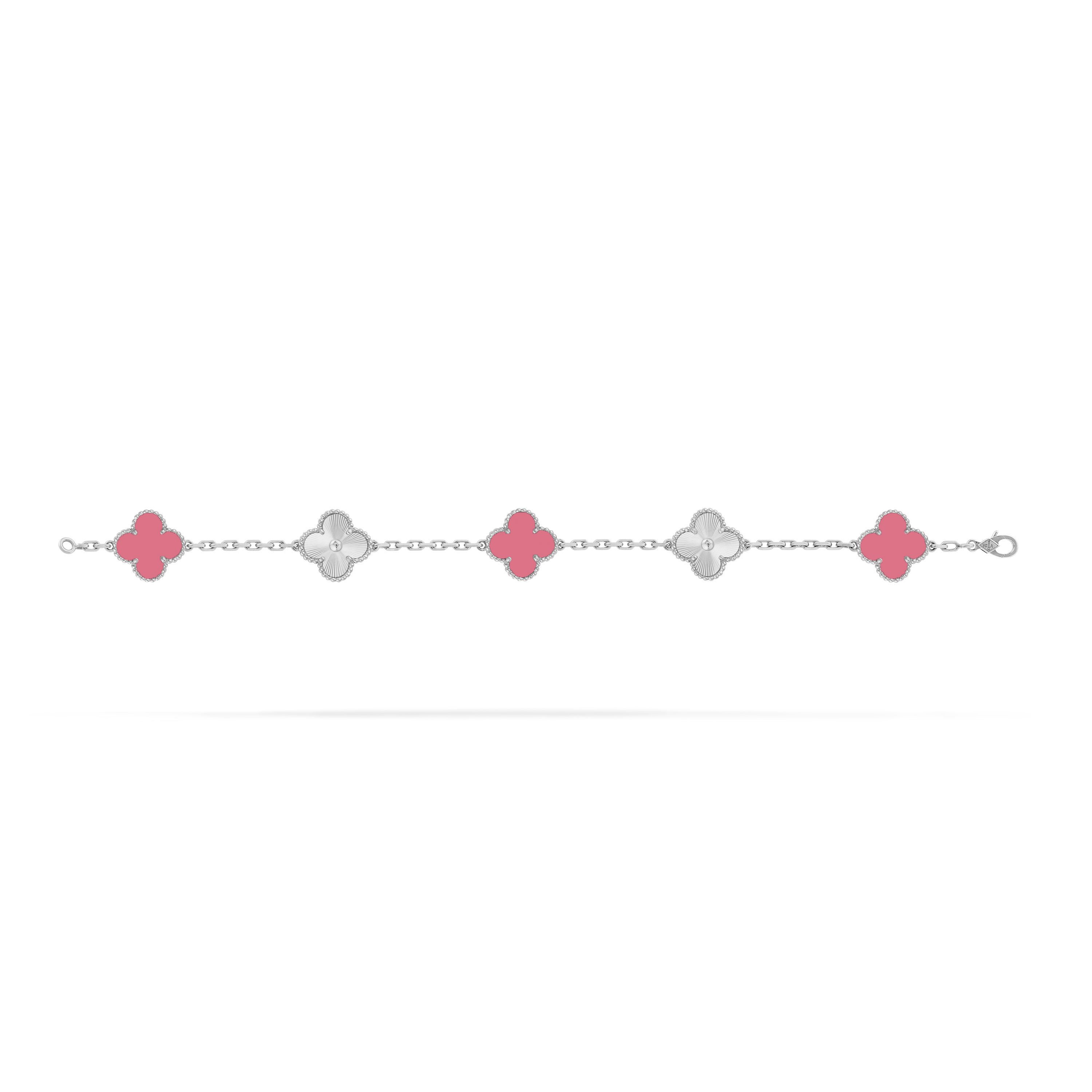 Vintage Alhambra bracelet, 5 motifs 18K white gold Agate