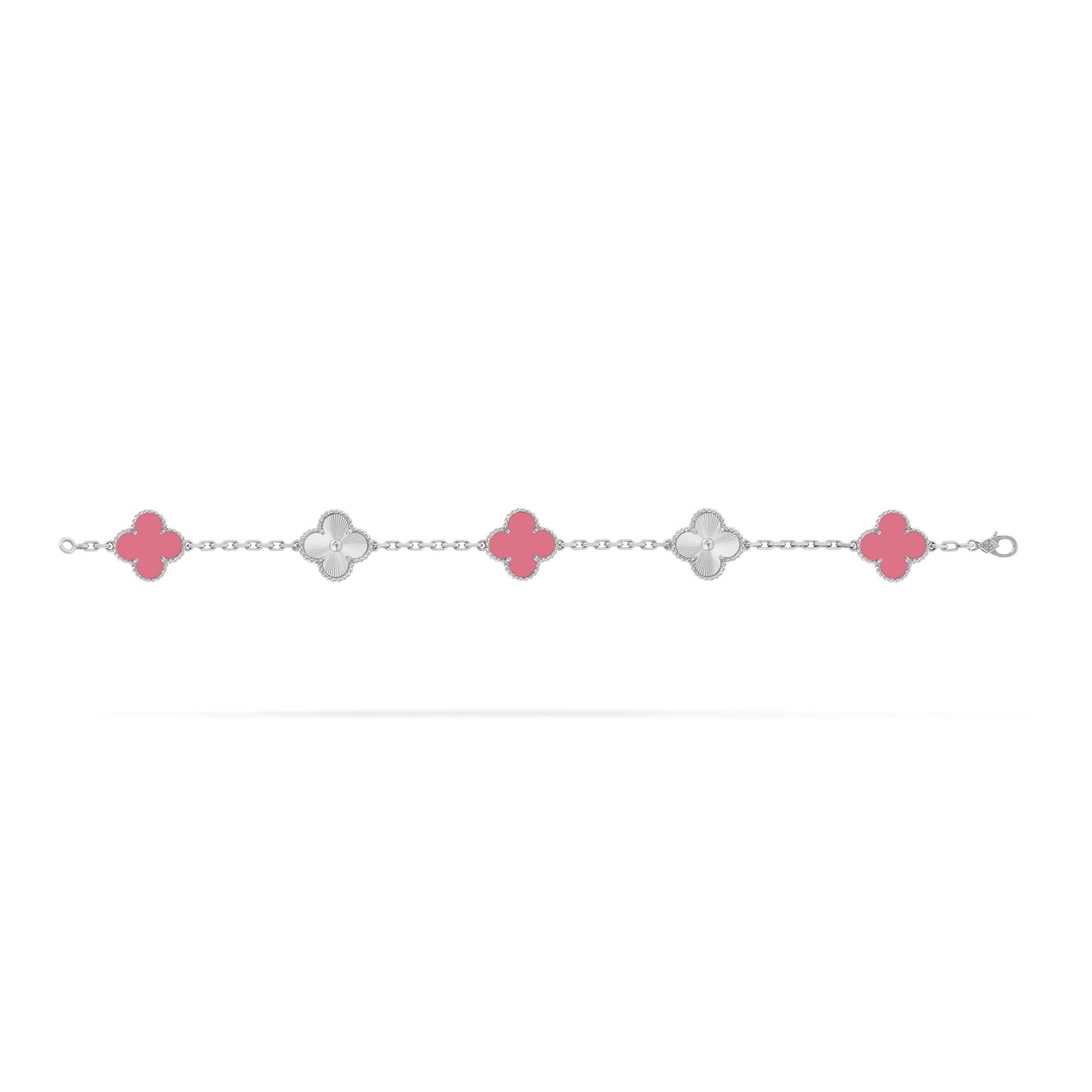 Vintage Alhambra bracelet, 5 motifs 18K white gold Agate