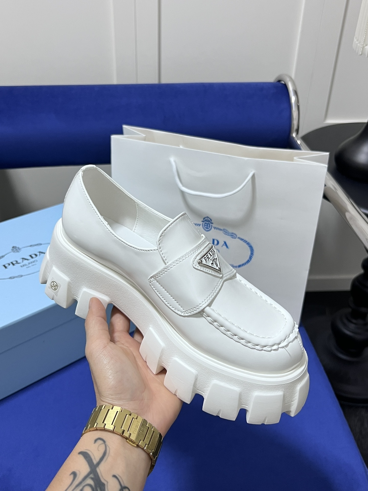 Brushed leather Monolith loafers